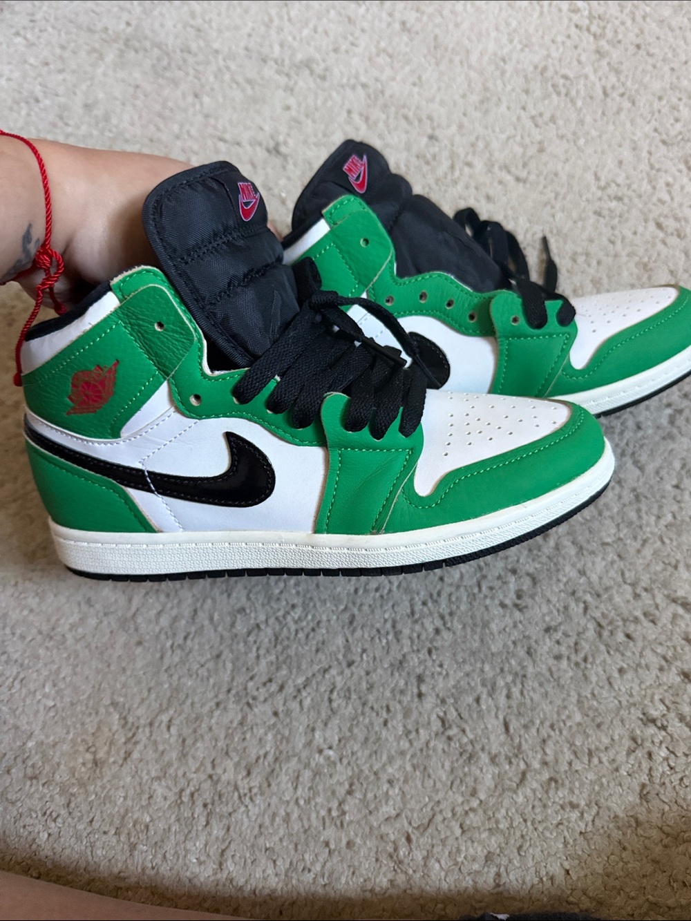 Nike Kids Green White and Black High-Top Sneakers